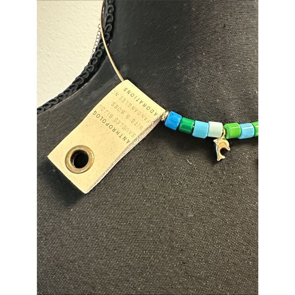 Anthropologie Beaded Charm Necklace in Turquoise, Blue, Gold NWT - Picture 9 of 9